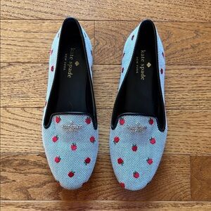 Kate Spade Claudia Loafers with Red Apple Accents